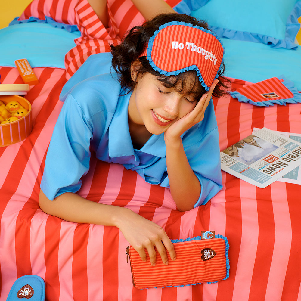 Wiggle Wiggle - Frilled Eye Mask & Pouch Set (Lucky Puppy Blue Stripe)