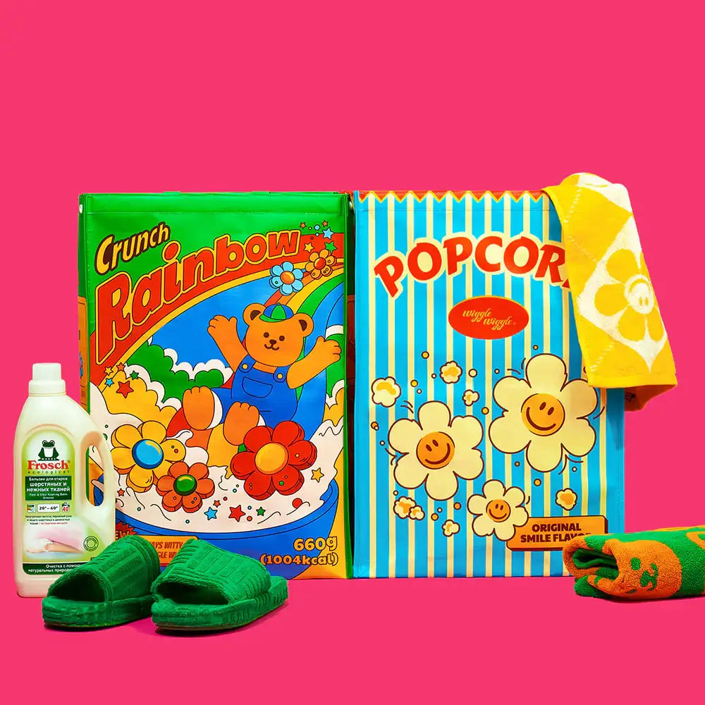 Wiggle Wiggle - Tarpaulin Recycling Bin Set (Cereal & Popcorn) - Wiggle Wiggle - Home & Living, Accessories - Harumio