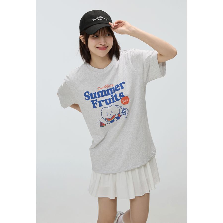 SPAO x Manggeureojin Gom - Light Melange Gray Short Sleeve T-Shirt