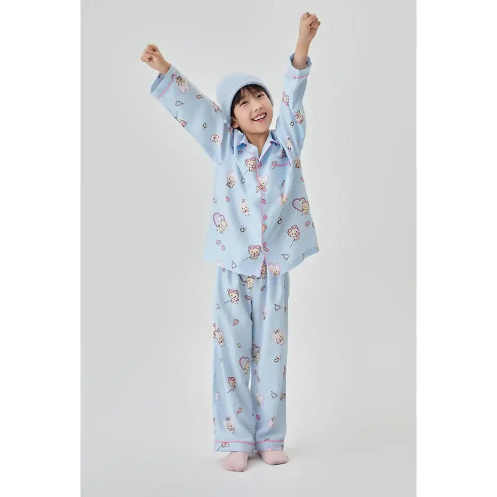 SPAO x Rilakkuma - Kuma's Free Time Long Sleeve Pajamas (Kids) - SPAO - Pajama Set - Harumio