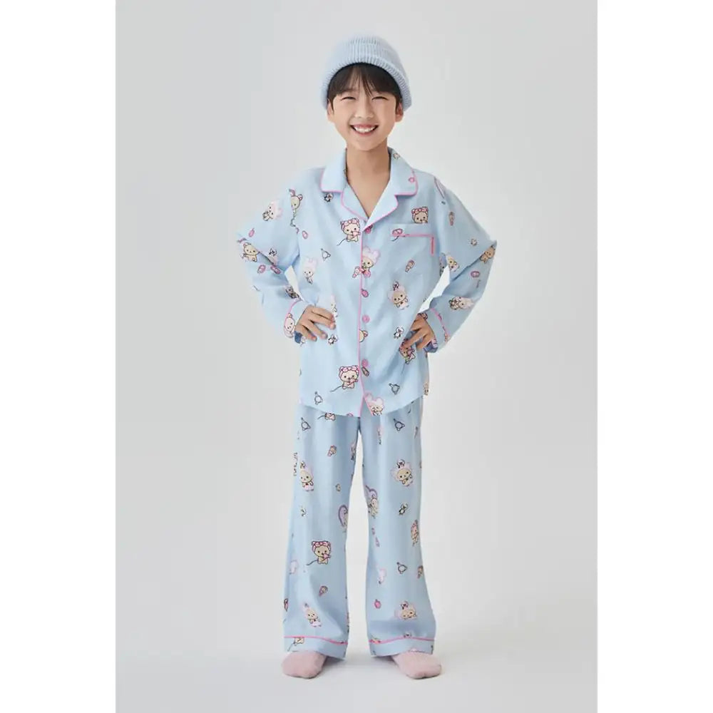SPAO x Rilakkuma - Kuma's Free Time Long Sleeve Pajamas (Kids) - SPAO - Pajama Set - Harumio