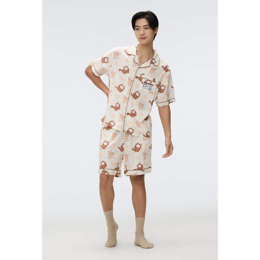 SPAO x Ganadi - Short Sleeve Pajamas Set (CREAM) - SPAO - Pajamas - Harumio
