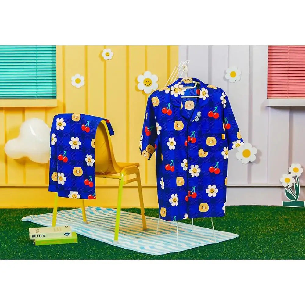 Kakao Friends x Wiggle Wiggle - Choonsik Blue Flower Pyjamas Set - Kakao Friends - Home & Living, Accessories - Harumio