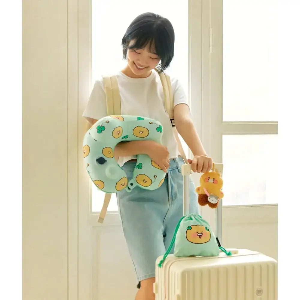 Kakao Friends - Choonsik Compact Air Pump Neck Cushion & Pouch Set - Kakao Friends - Cushion - Harumio