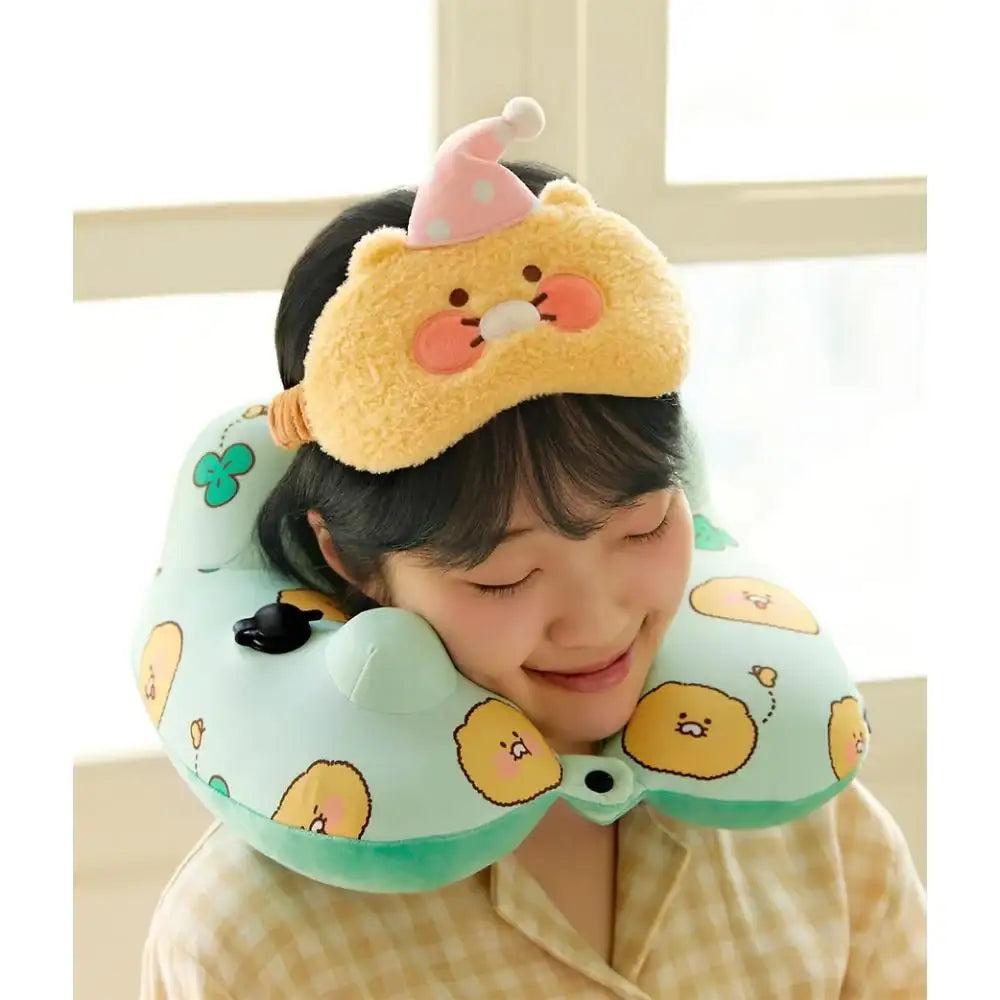 Kakao Friends - Choonsik Compact Air Pump Neck Cushion & Pouch Set - Kakao Friends - Cushion - Harumio