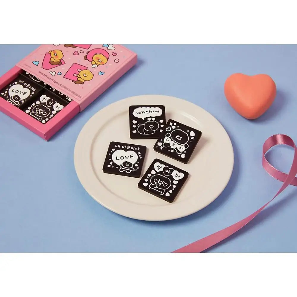 Kakao Friends - Choonsik Love Fossil Doll Keyring & Chocolate 4-piece Set - Kakao Friends - Food - Harumio