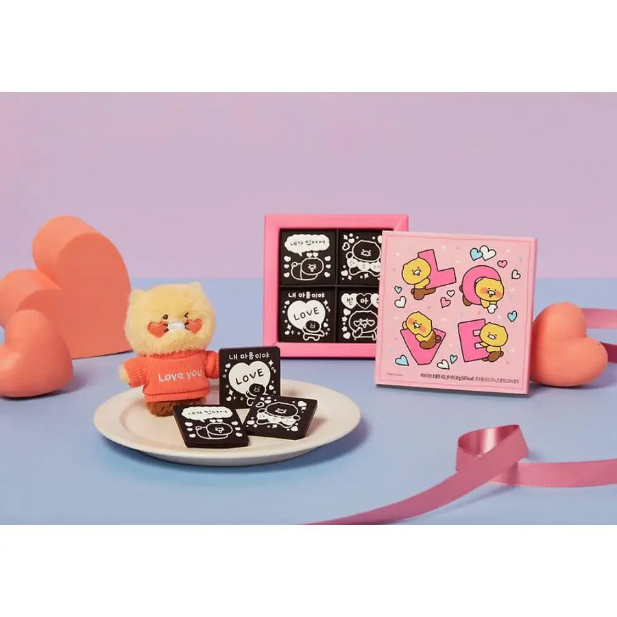 Kakao Friends - Choonsik Love Fossil Doll Keyring & Chocolate 4-piece Set - Kakao Friends - Food - Harumio