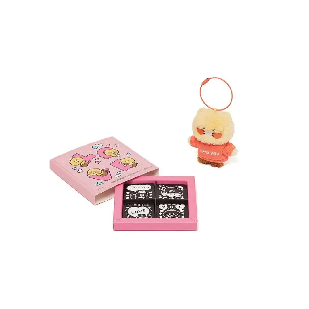 Kakao Friends - Choonsik Love Fossil Doll Keyring & Chocolate 4-piece Set - Kakao Friends - Food - Harumio