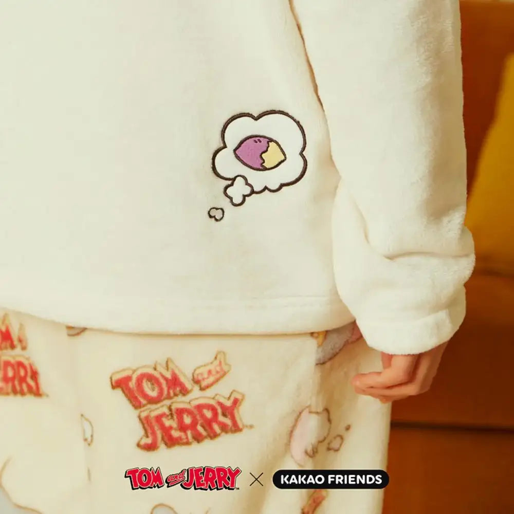 Tom and Jerry x Kakao Friends - Tuffy Choonsik Women Flannel Pajamas Set - Kakao Friends - Pajamas - Harumio