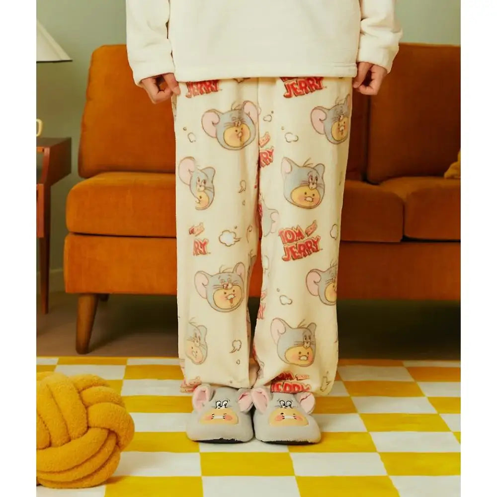 Tom and Jerry x Kakao Friends - Tuffy Choonsik Women Flannel Pajamas Set - Kakao Friends - Pajamas - Harumio