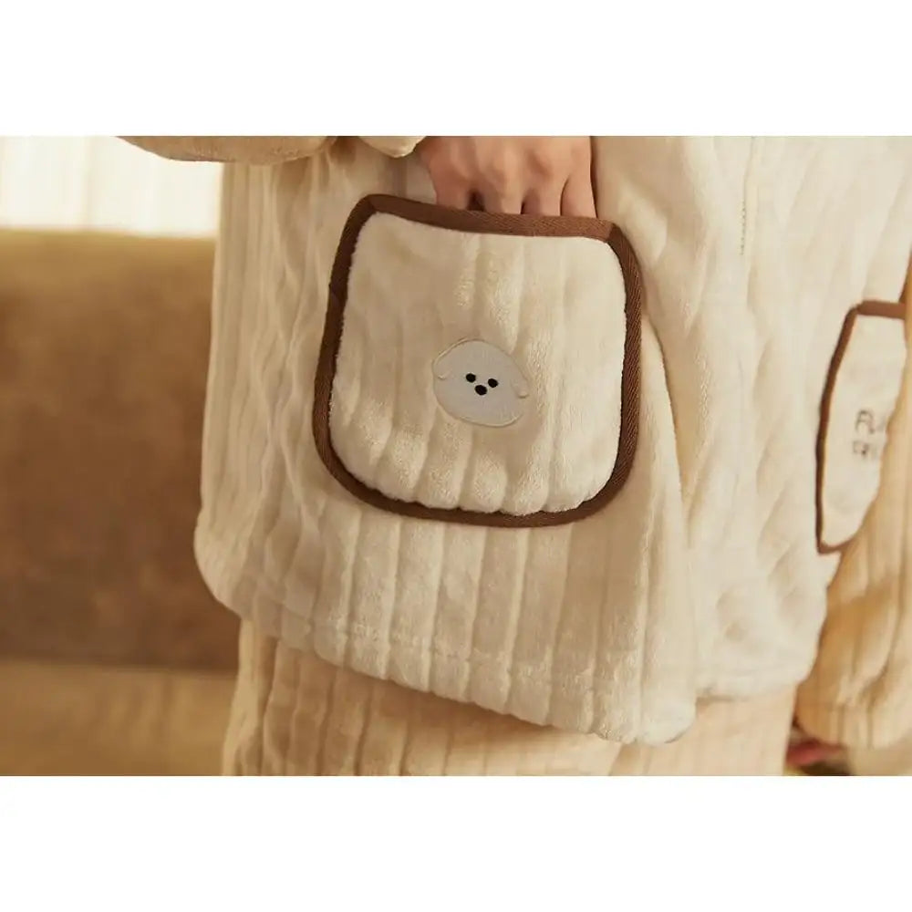 Kakao Friends - Floofy Friends Choonsik Zip-up Fleece Pajamas Set - Kakao Friends - Pajama Set - Harumio