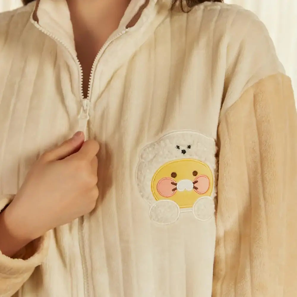 Kakao Friends - Floofy Friends Choonsik Zip-up Fleece Pajamas Set - Kakao Friends - Pajama Set - Harumio