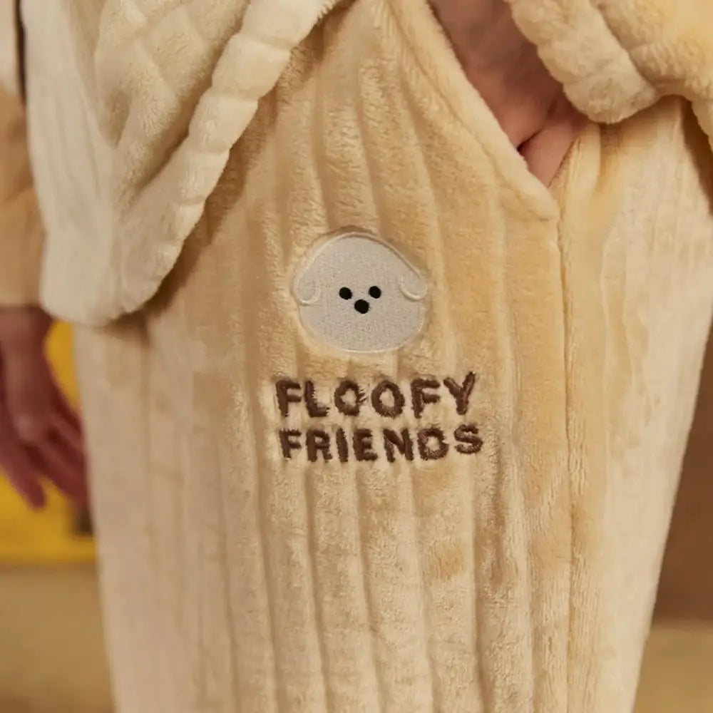 Kakao Friends - Floofy Friends Choonsik Zip-up Fleece Pajamas Set - Kakao Friends - Pajama Set - Harumio