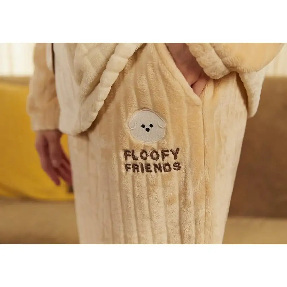 Kakao Friends - Floofy Friends Choonsik Zip-up Fleece Pajamas Set - Kakao Friends - Pajama Set - Harumio