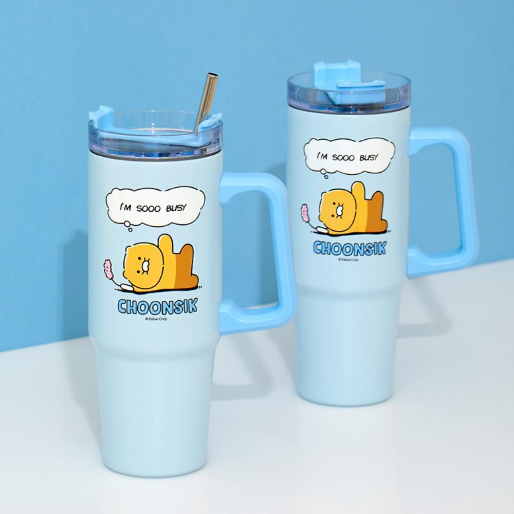 Kakao Friends - Choonsik Cartoon Blue Handle Tumbler 887ml