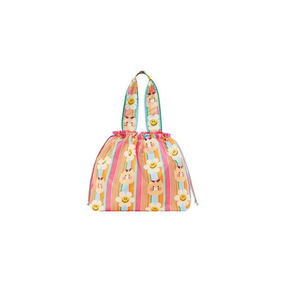 Wiggle Wiggle x Kakao Friends - Choonsik Pocket Shopping Basket (Stripe) - Wiggle Wiggle x Kakao Friends - shopping bag - Harumio