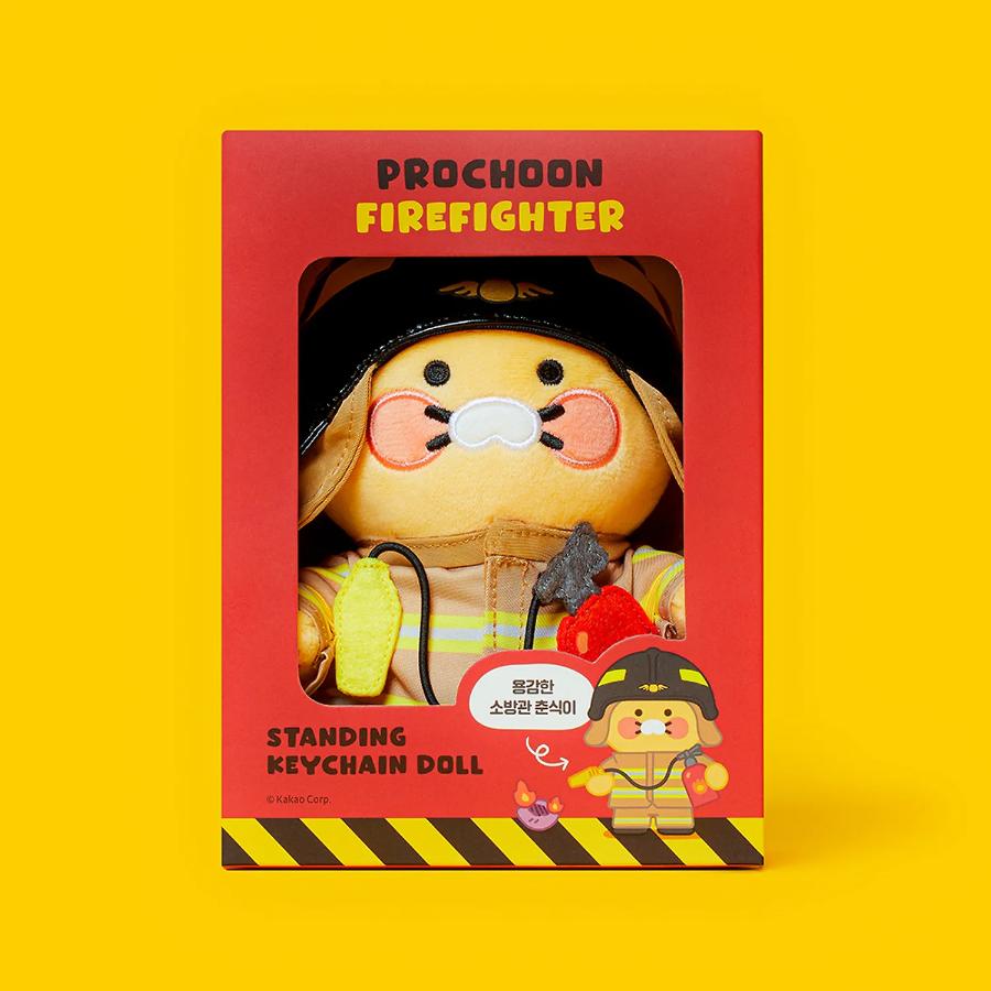 Kakao Friends - PROCHOON Firefighter Standing Doll Keychain (Choonsik)