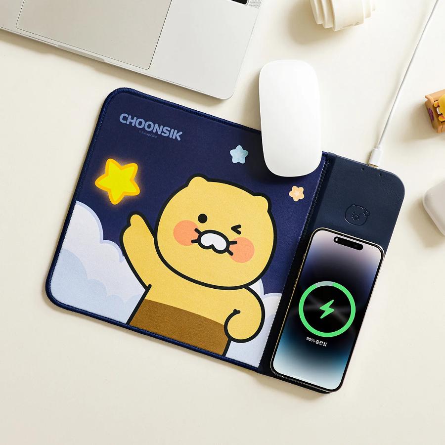 Kakao Friends - Choonsik Navy Wireless Charging Mouse Pad
