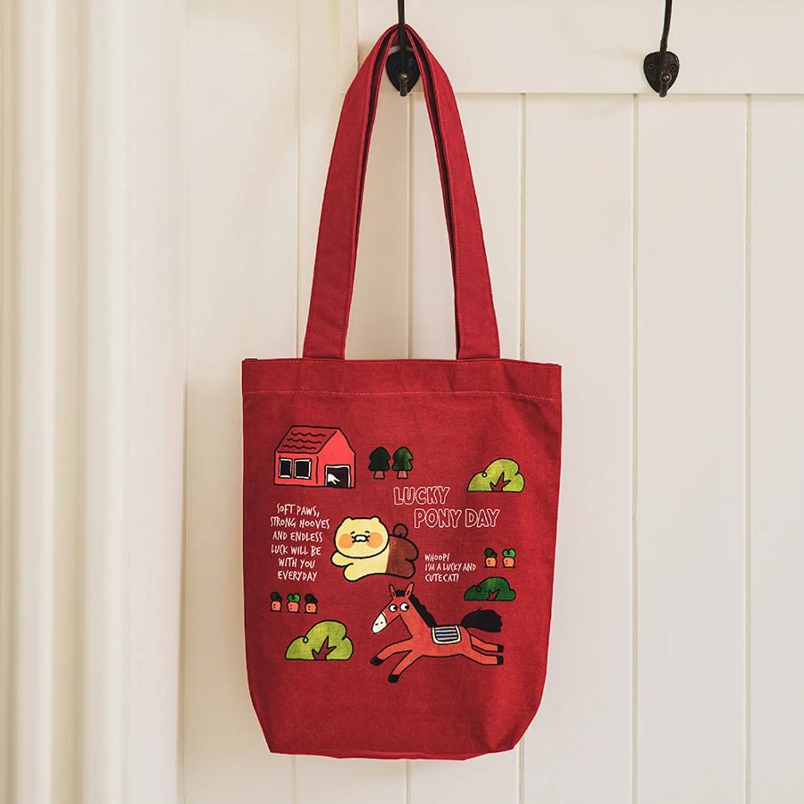 Kakao Friends - Lucky Pony Day Choonsik Burgundy Eco Bag