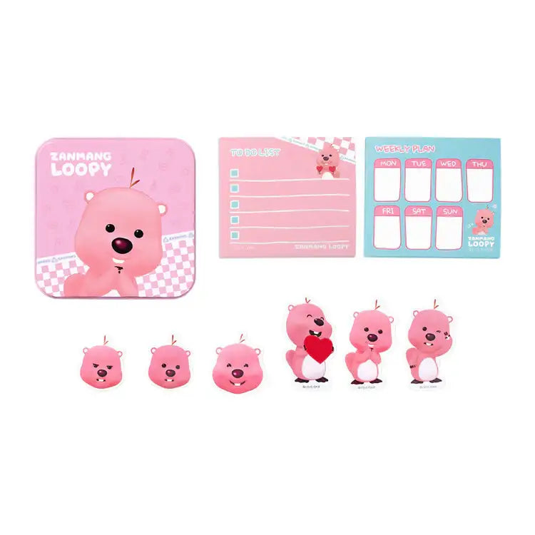 Kakao Friends x Zanmang Loopy - Tin Case & Planner Memo Paper Set - Kakao Friends - Tin Case - Harumio