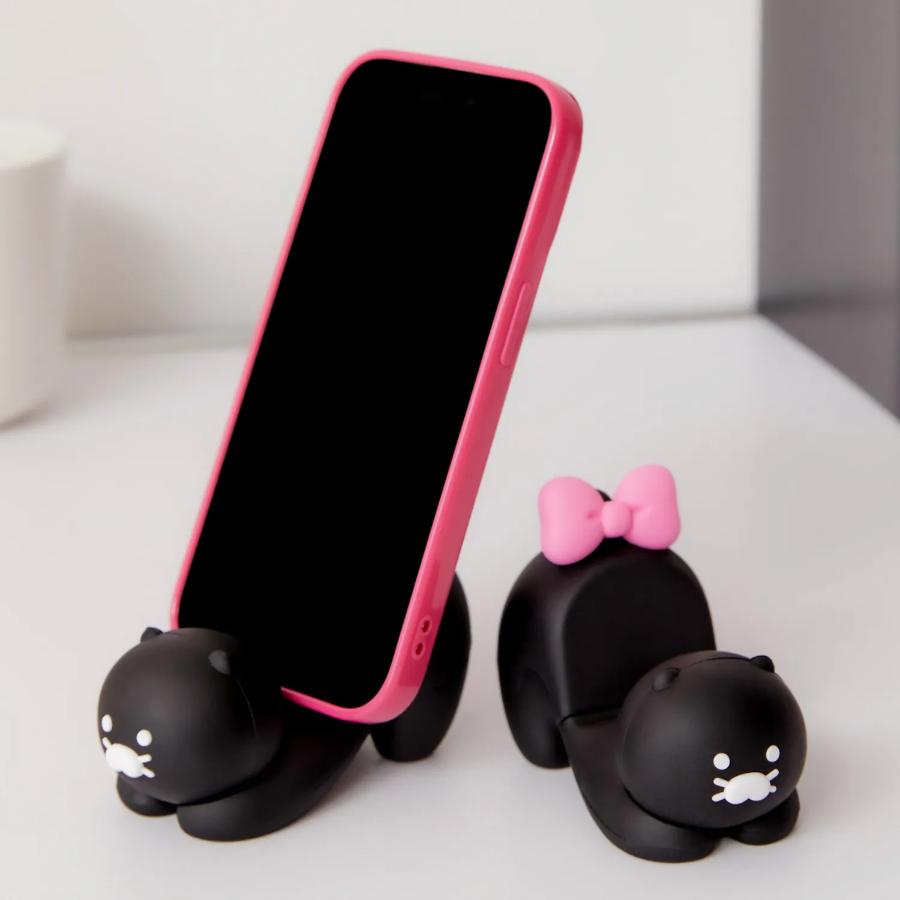 Kakao Friends - Black Choon Cell Phone Holder Figure (Choonsik)