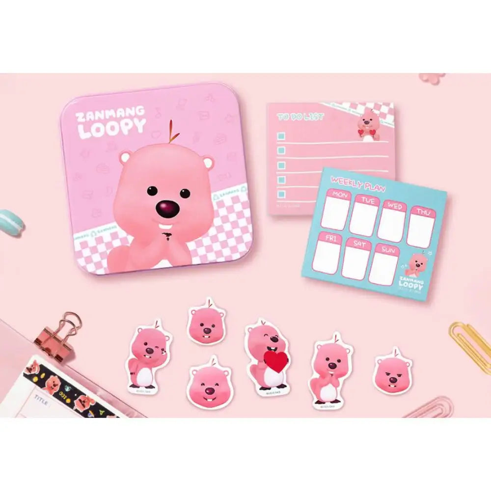 Kakao Friends x Zanmang Loopy - Tin Case & Planner Memo Paper Set - Kakao Friends - Tin Case - Harumio