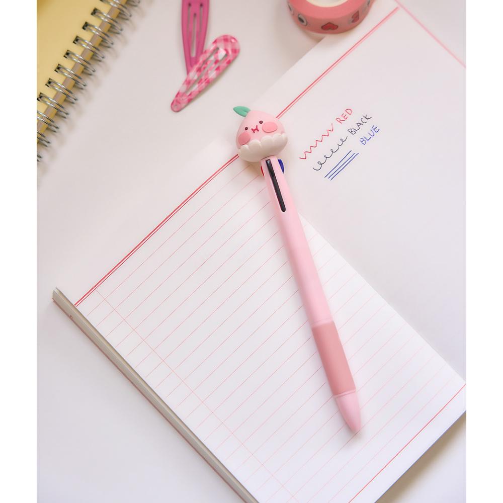 Kakao Friends - Peach Fresh 3-Color Ballpoint Pen (Little Apeach)