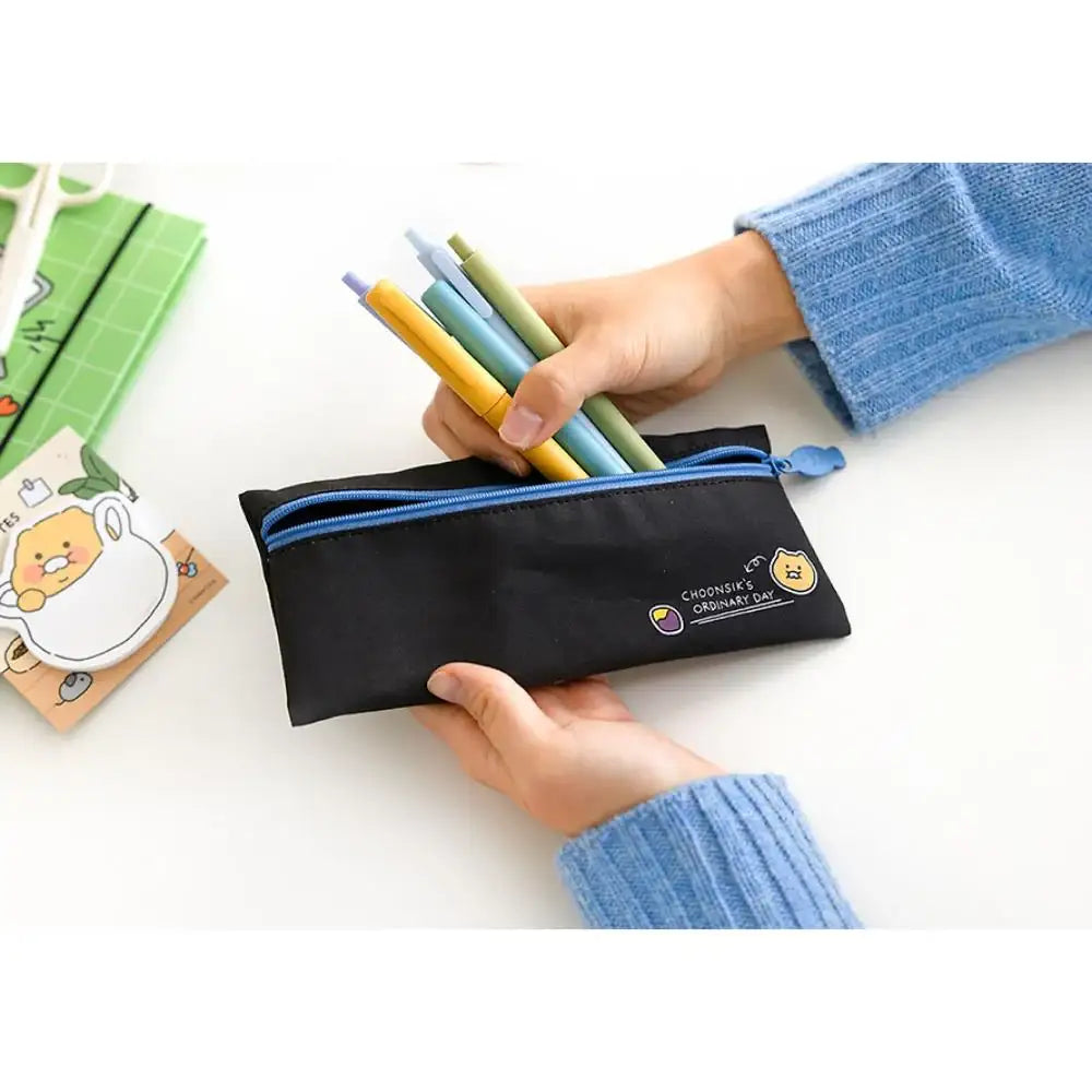 Kakao Friends - Choonsik Ordinary Fabric Flat Pencil Case - Kakao Friends - Pencil Case - Harumio