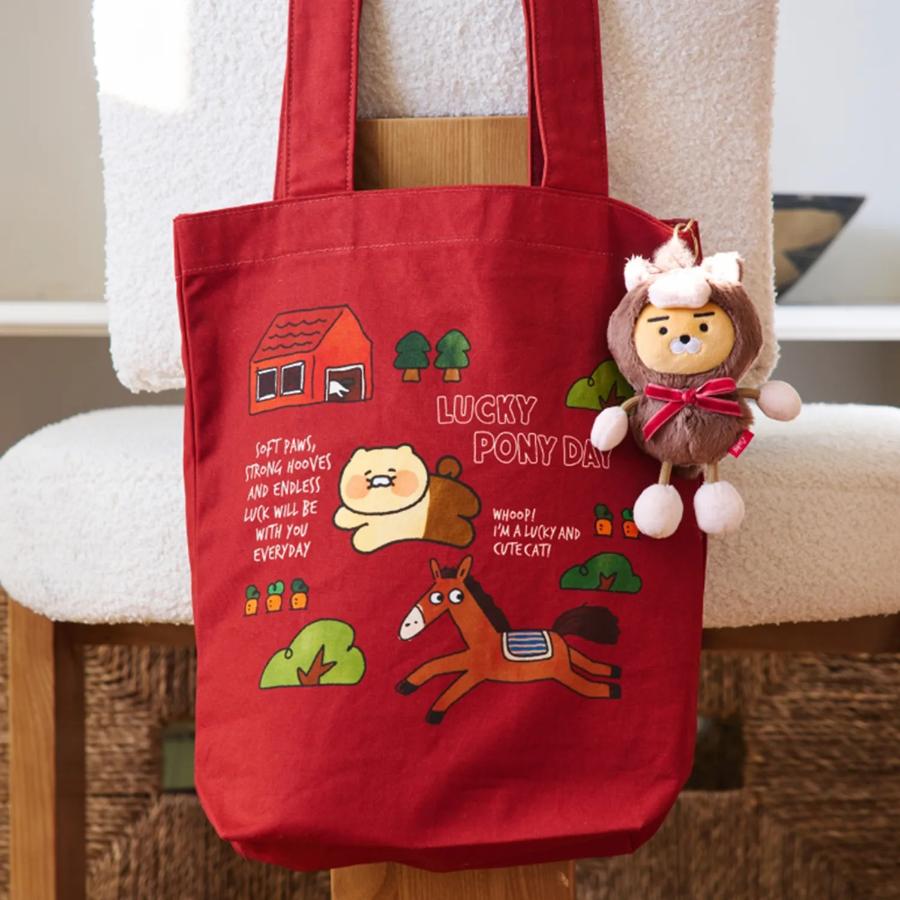 Kakao Friends - Lucky Pony Day Choonsik Burgundy Eco Bag