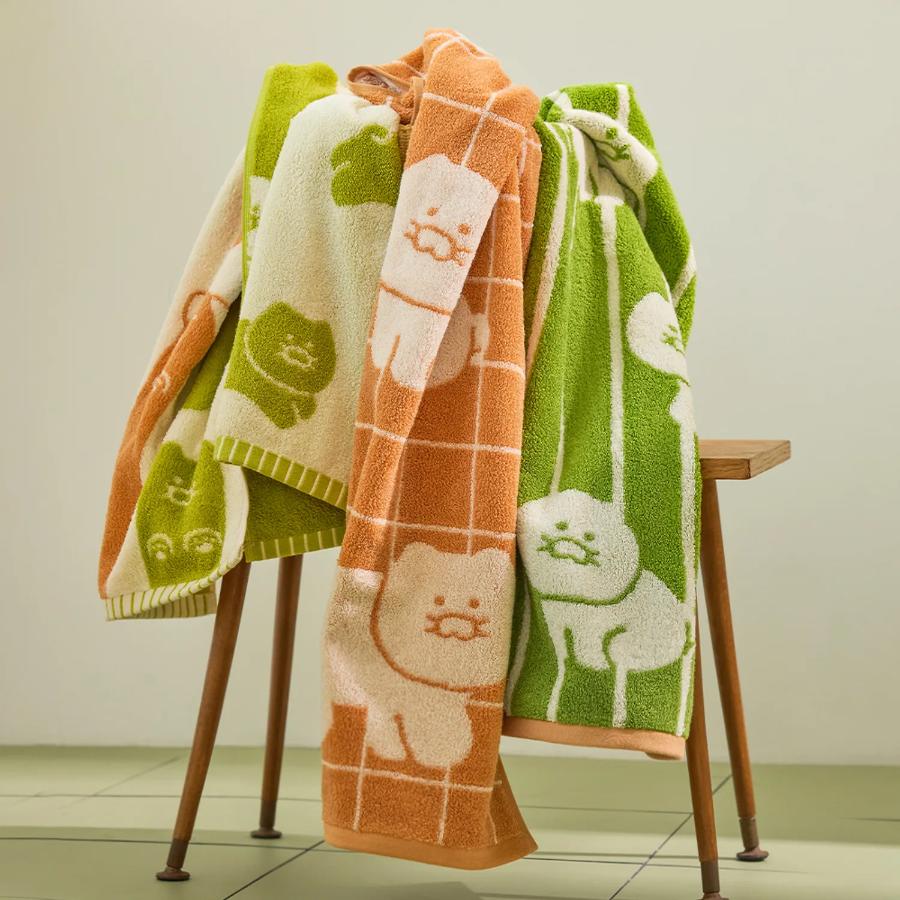 Kakao Friends - FRIENDAY Face Towel 4-Piece Set Green & Mocha (Choonsik)