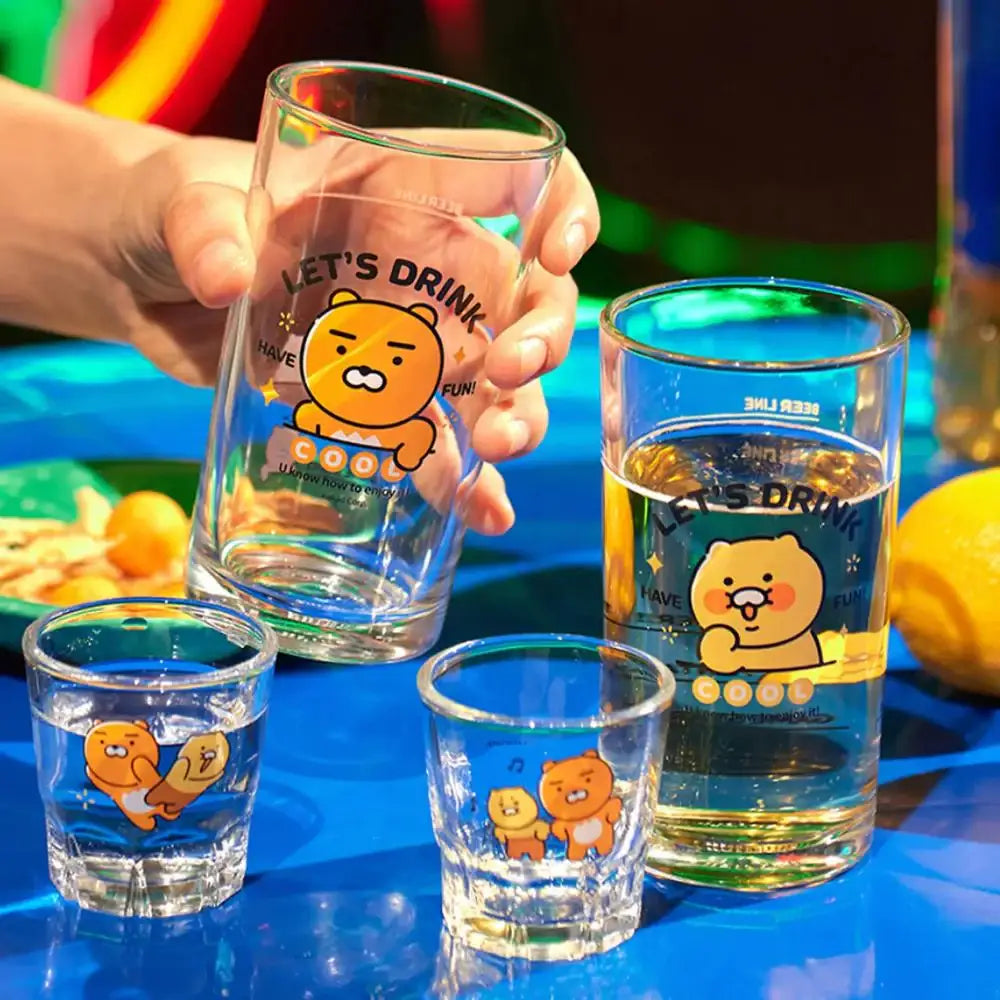 Kakao Friends - Ryan & Choonsik Soju & Beer Glass 4P-Set - Kakao Friends - Glass Cup - Harumio