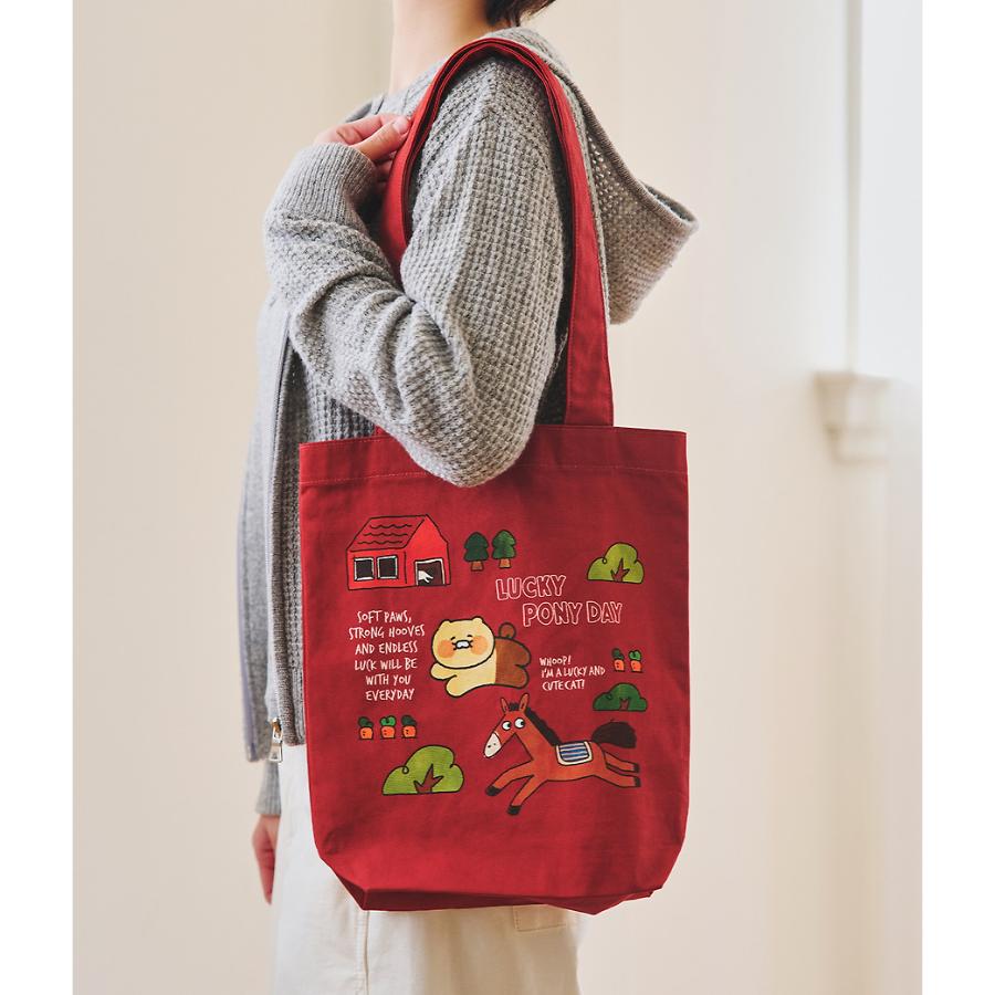 Kakao Friends - Lucky Pony Day Choonsik Burgundy Eco Bag