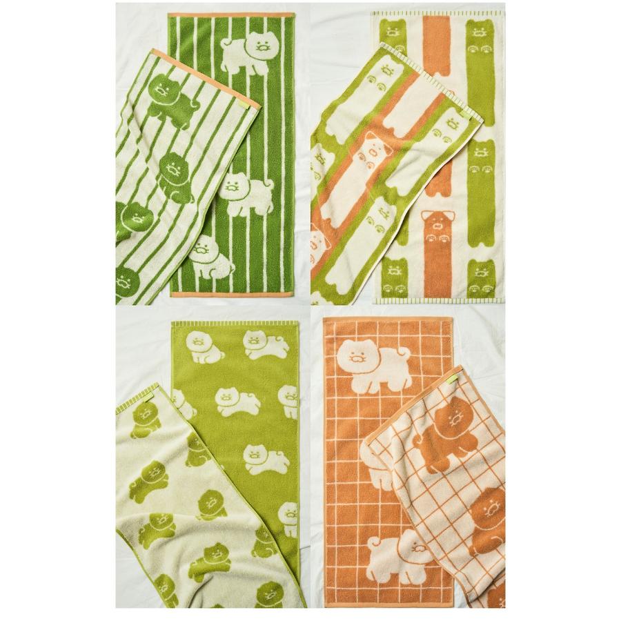 Kakao Friends - FRIENDAY Face Towel 4-Piece Set Green & Mocha (Choonsik)
