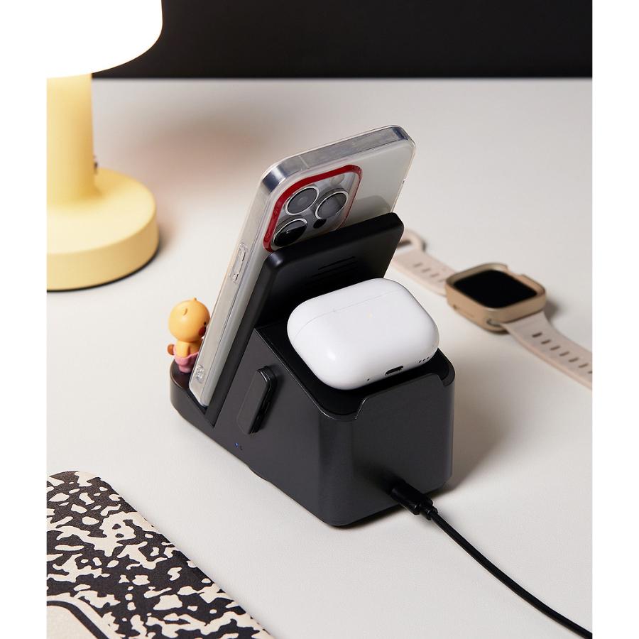 Kakao Friends - Ryan & Choonsik 3-in-1 Rotating Wireless Charging Stand