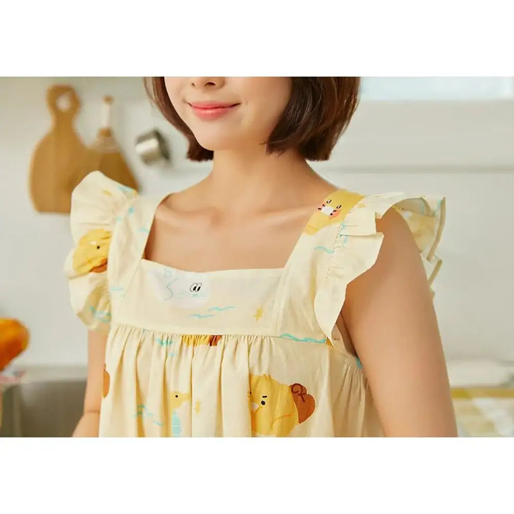 Apricot Studios x Kakao Friends - Choonsik Sleeveless One-Piece Dress - Kakao Friends - Pajamas - Harumio