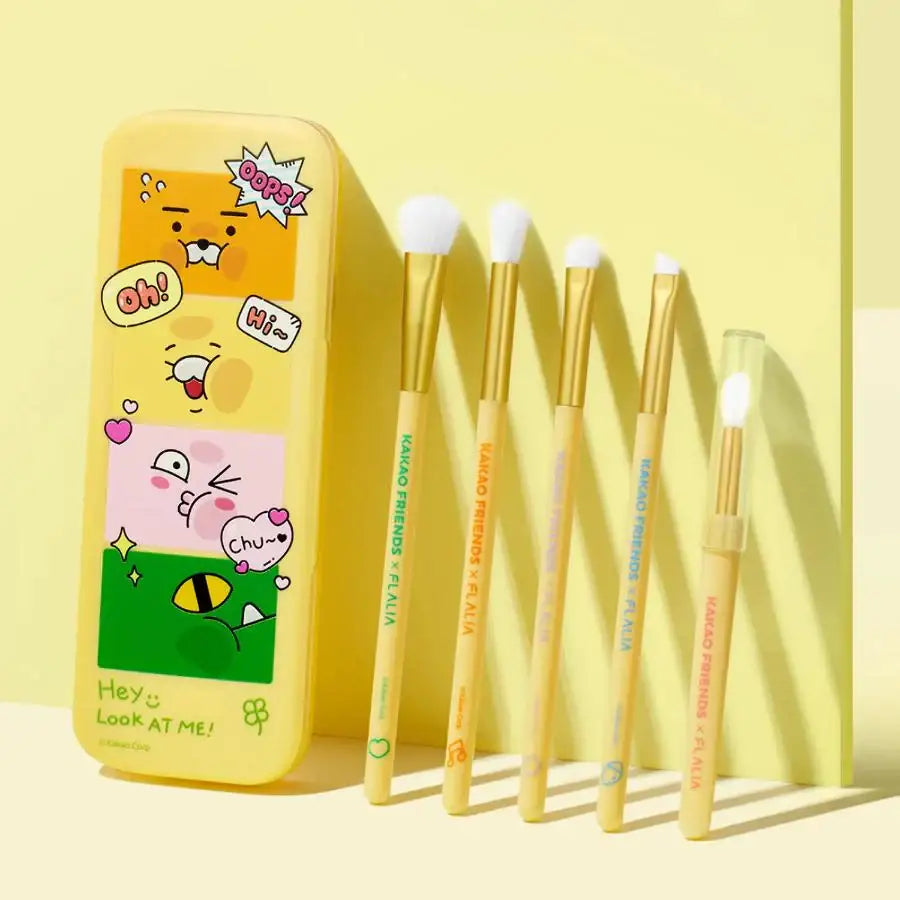 FLALIA x Kakao Friends - Hey Look At Me Lip & Eye Brush Kit 5 Types - Kakao Friends - Makeup Brushes - Harumio