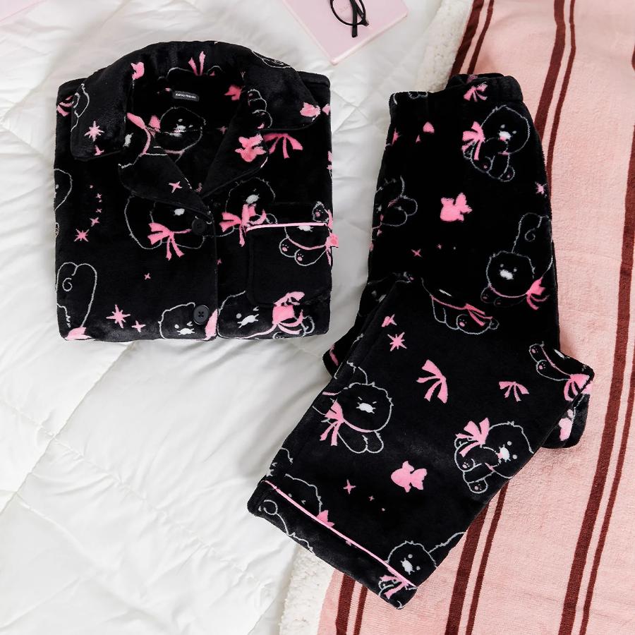 Kakao Friends - Black Choon Long Sleeve Pajamas (Choonsik)