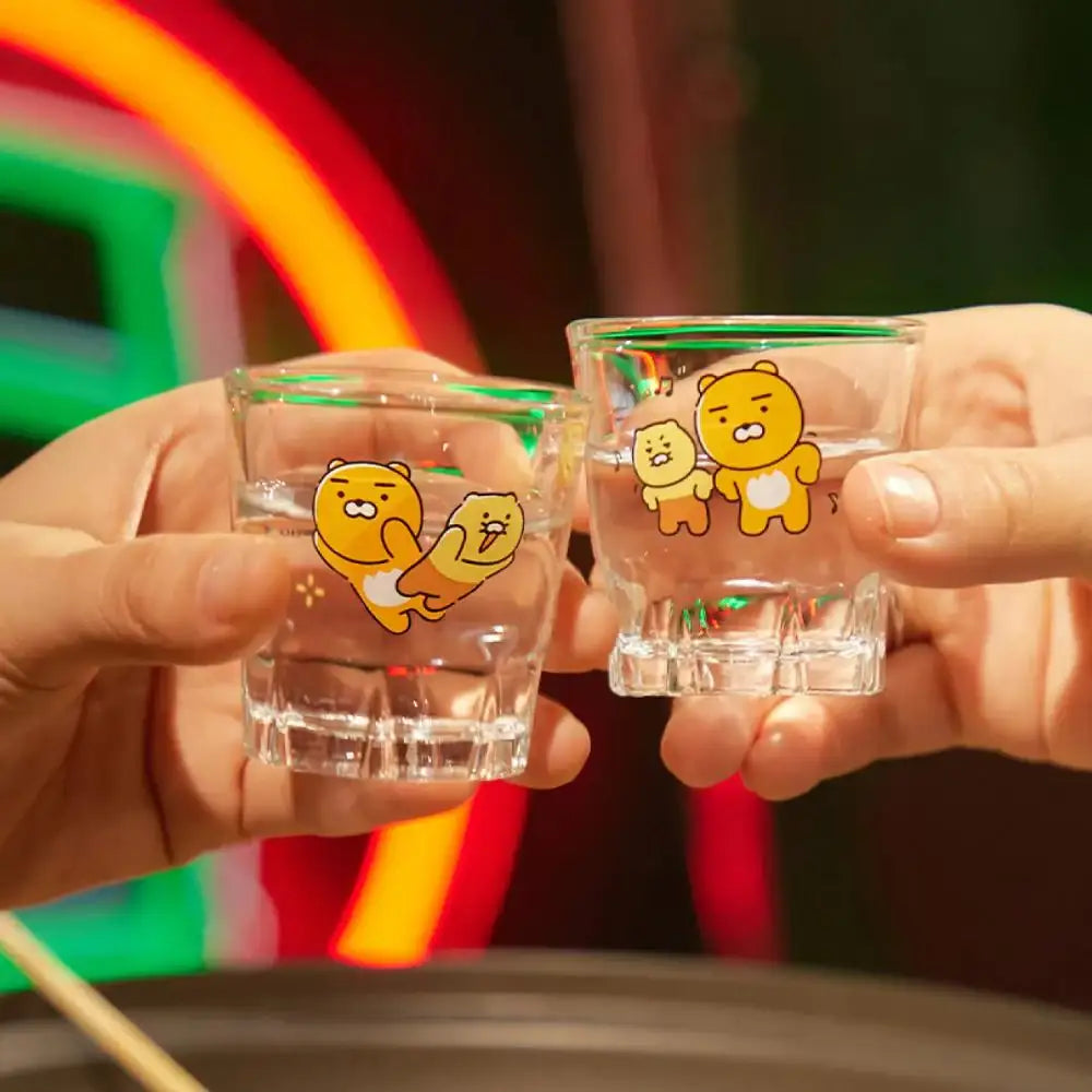 Kakao Friends - Ryan & Choonsik Soju & Beer Glass 4P-Set - Kakao Friends - Glass Cup - Harumio