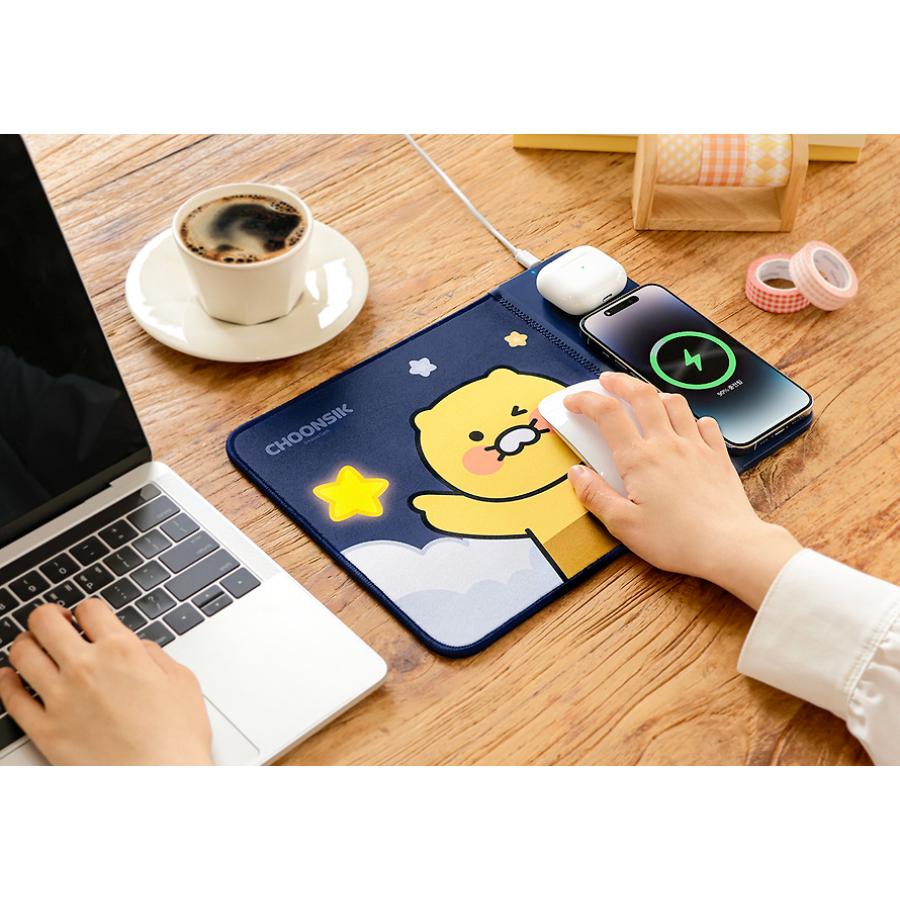 Kakao Friends - Choonsik Navy Wireless Charging Mouse Pad