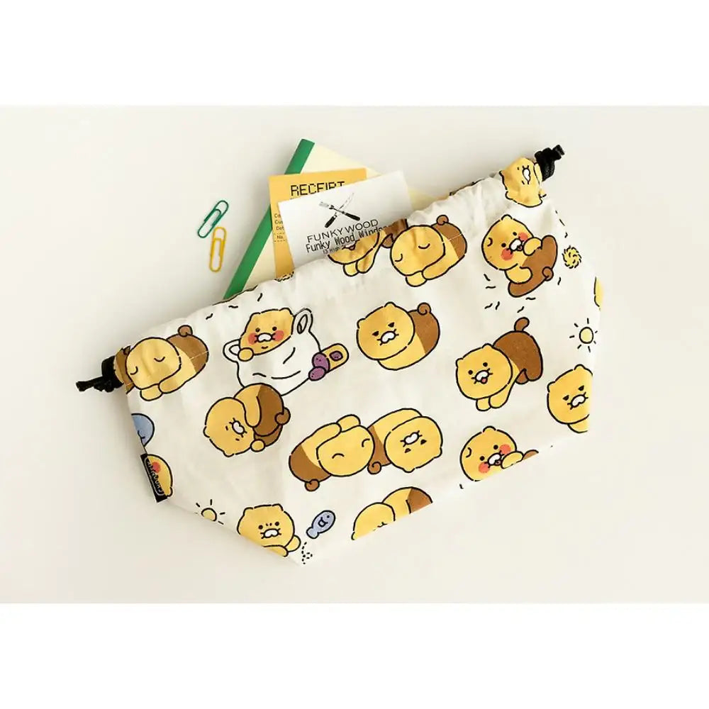 Kakao Friends - Choonsik Ordinary Pattern String Pouch - Kakao Friends - Pouches - Harumio