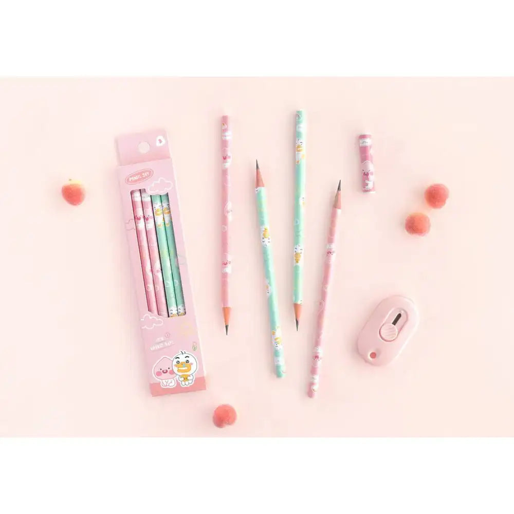 Kakao Friends - Lovely 4-Pencil Set (Little Apeach & Little Tube) - Kakao Friends - Home & Living, Accessories - Harumio