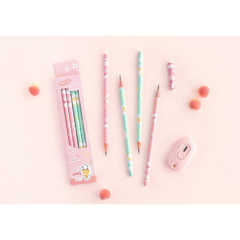 Kakao Friends - Lovely 4-Pencil Set (Little Apeach & Little Tube)