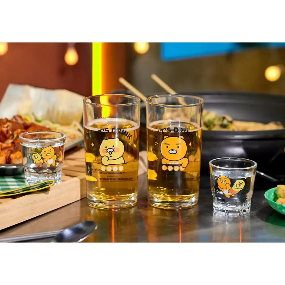 Kakao Friends - Ryan & Choonsik Soju & Beer Glass 4P-Set - Kakao Friends - Glass Cup - Harumio