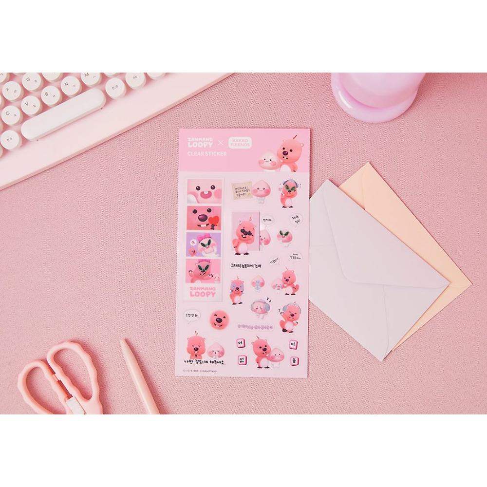 Kakao Friends x Zanmang Loopy - Apeach Transparent Sticker - Kakao Friends x Zanmang Loopy - Sticker - Harumio