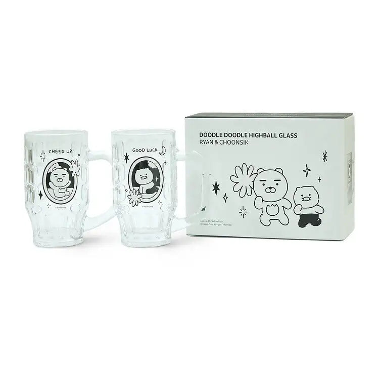 Kakao Friends - Doodle Doodle Ryan & Choonsik High Glass Set - Kakao Friends - Home & Living, Accessories - Harumio
