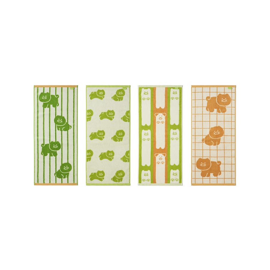 Kakao Friends - FRIENDAY Face Towel 4-Piece Set Green & Mocha (Choonsik)