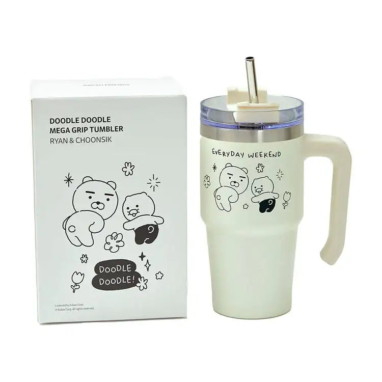 Kakao Friends - Doodle Doodle Ryan & Choonsik Mega Grip Tumbler - Kakao Friends - Home & Living, Accessories - Harumio