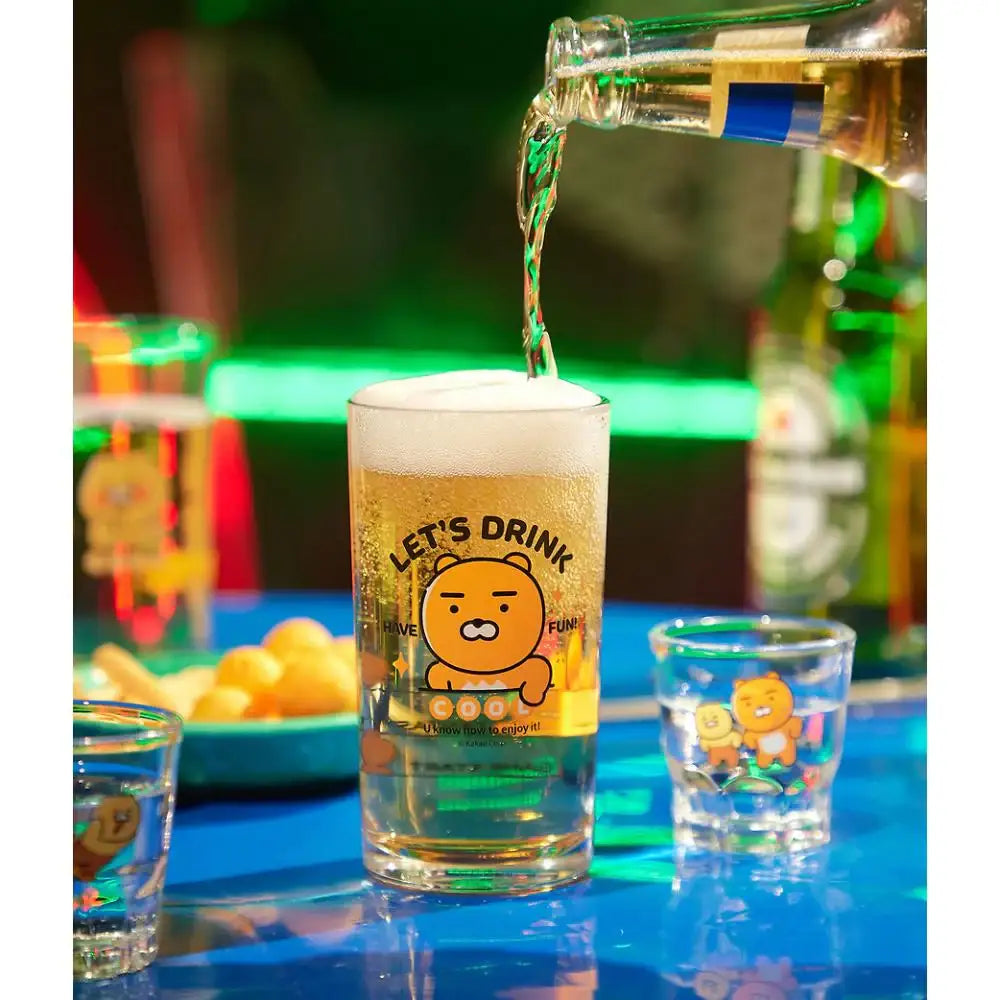 Kakao Friends - Ryan & Choonsik Soju & Beer Glass 4P-Set - Kakao Friends - Glass Cup - Harumio