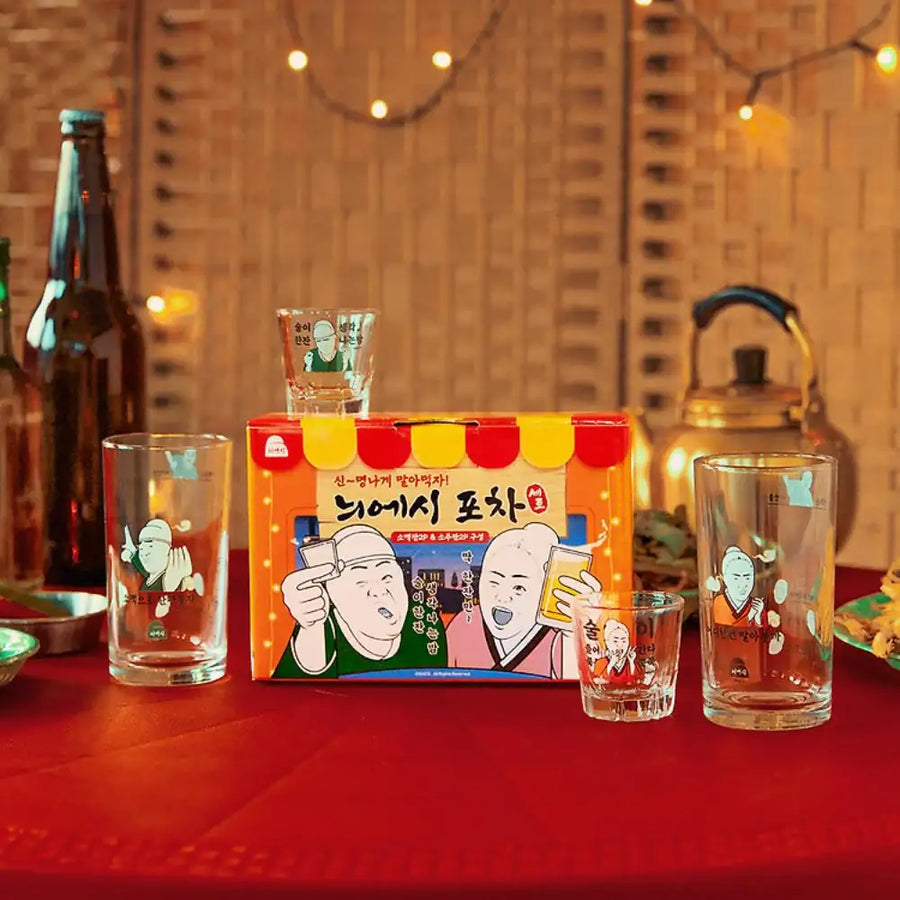 Kakao Friends - Nieshi Pocha Set (Soju Glass 2P + Somaek Glass 2P) - Kakao Friends - Glass Cup - Harumio