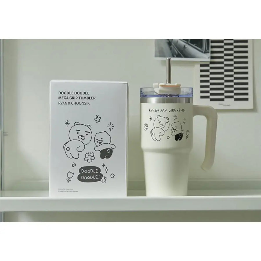 Kakao Friends - Doodle Doodle Ryan & Choonsik Mega Grip Tumbler - Kakao Friends - Home & Living, Accessories - Harumio